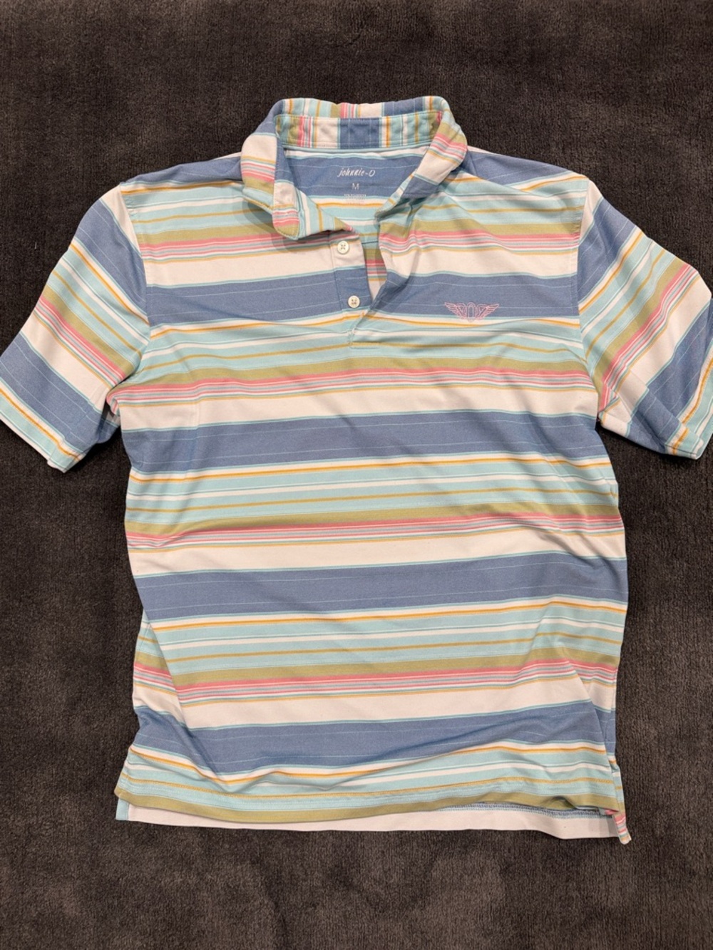 johnnie-O Men's Multicolor Striped Olympic club golf Polo